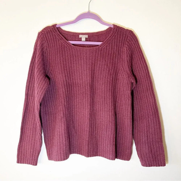 J Jill Plum Heather Purple Chunky Ribbed Knit Sweater Size Large Petite Boxy New - Picture 9 of 10